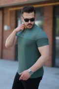 Erkek Hakim Yakalı Kısa Kollu Pamuklu T-shirt resmi
